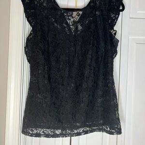 White House Black Market Elegant Black Lace Top